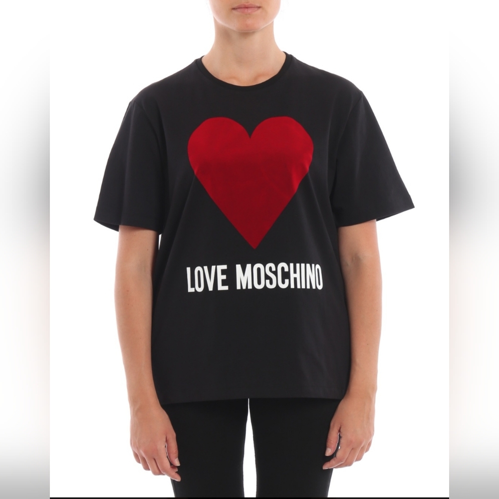 Love Moschino - Flock heart black over T-shirt (size 6)